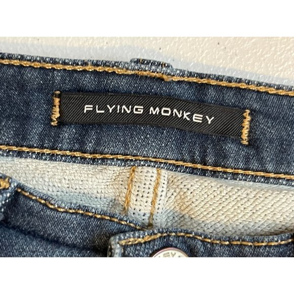 Flying Monkey Womens Jeans Skinny Leg Five Design Pockets Distressed Blue SZ 25 - Picture 8 of 10